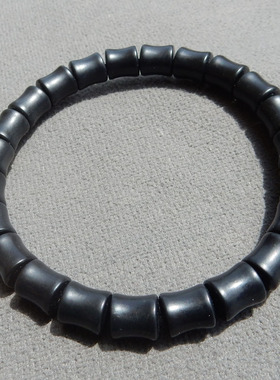 新疆墨玉籽料手链 天然露白肉竹节款 节节高升单圈手串