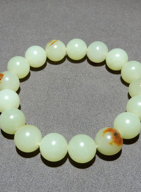 和田玉俄料红皮山流水 12mm 手串 天然玉石手链男女款 带证书