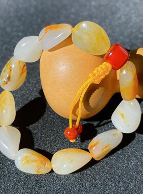 新疆和田玉白玉籽料原石手串 随形玉石手链 男女款文玩手串