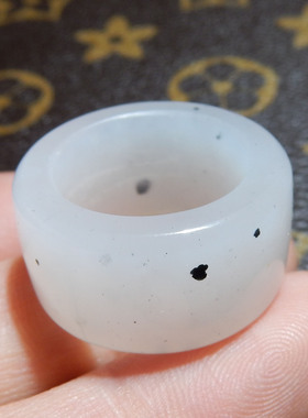 【新疆青花籽料扳指】17mm 黑白分明 国风复古男女戒指手饰