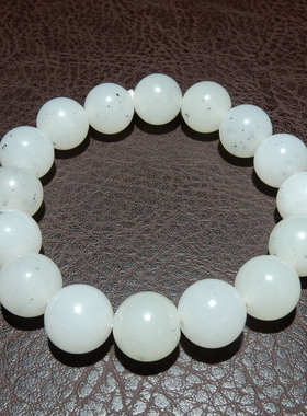 新疆和田玉黑山料白玉底水墨青花12mm 男女款手串 带证书