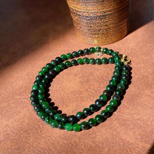 带证书 圆珠手串手链 和田玉俄料红皮老坑料5mm项链 妈妈链男女款