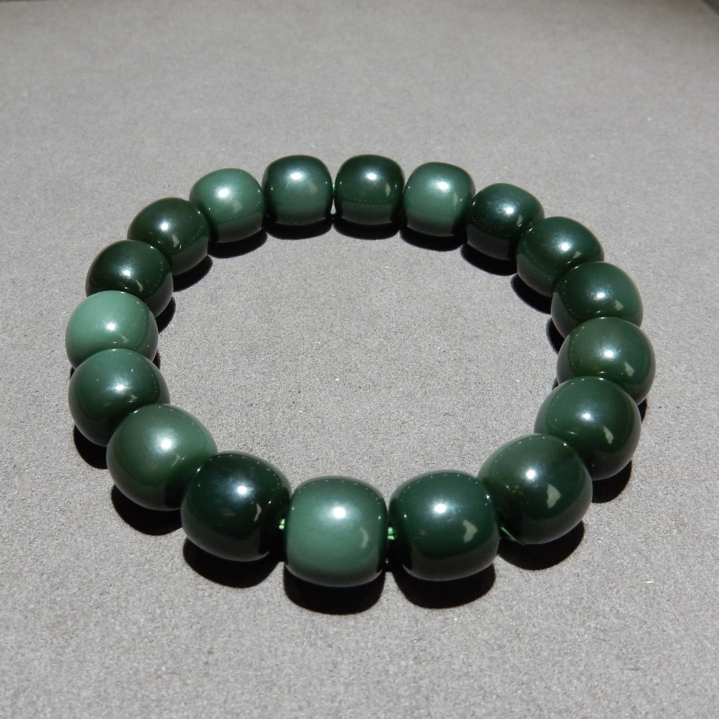 新疆和田玉沙枣青籽料手串12mm老型珠 天然玉石手链 男女款带证书