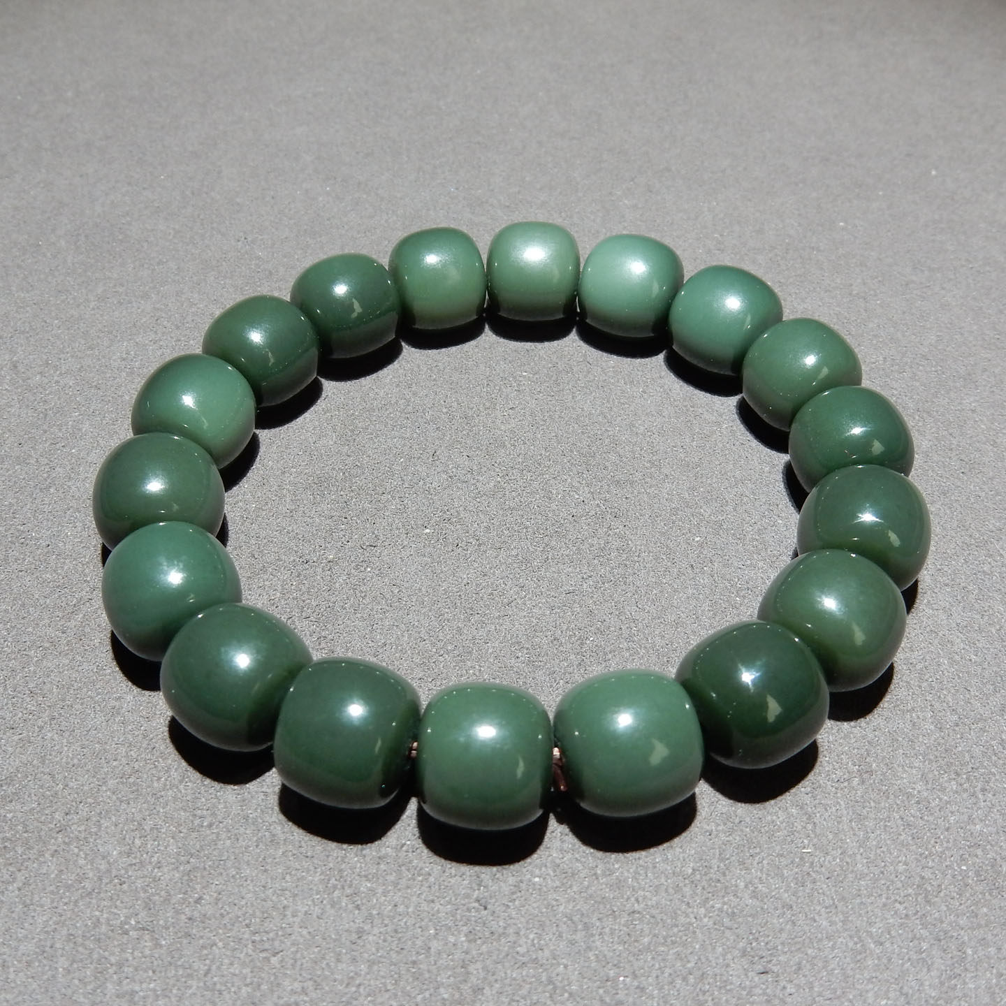 新疆和田玉沙枣青籽料手串12mm老型珠 天然玉石手链 男女款带证书