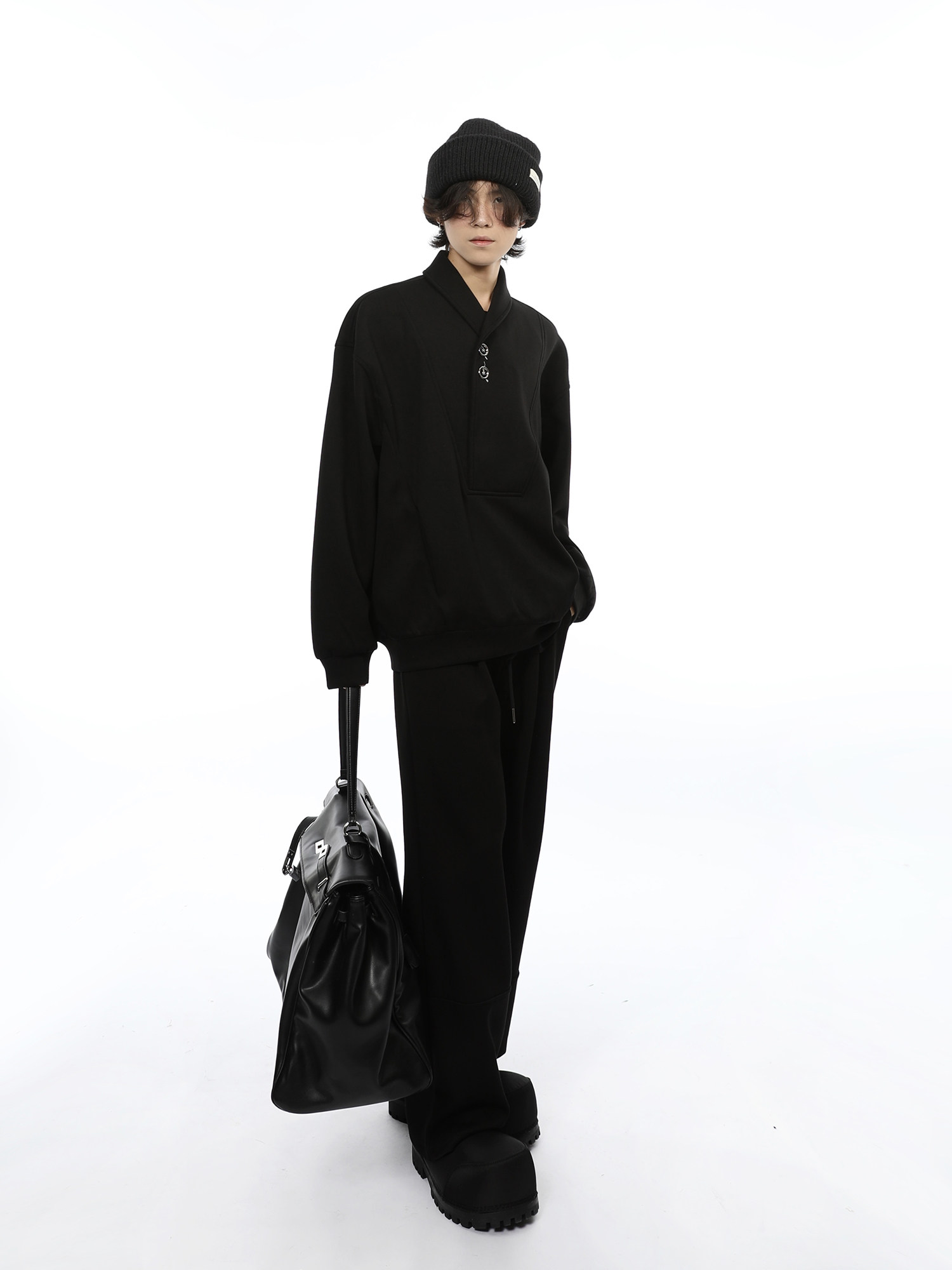 FUTUREBOY|아메리칸 캐주얼 하이엔드 쿠바 칼라 에어 레이어 풀오버 스웨트 셔츠 정장 스포츠 트렌디 브랜드 스웨트 팬츠