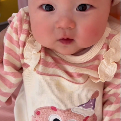 婴儿衣服秋季连体衣新生儿女宝宝超萌卡通条纹假两件长袖哈衣爬服