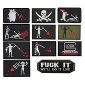 海盗爱德华刺绣士气章三叉红心海豹FOG臂章魔术贴格洛克自粘徽章