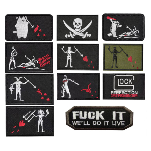 海盗爱德华刺绣士气章三叉红心海豹FOG臂章魔术贴格洛克自粘徽章