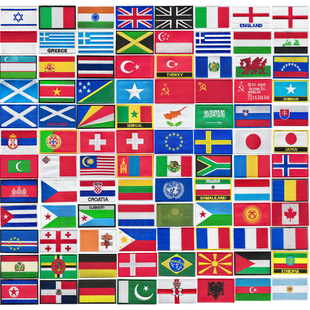 欧洲国旗亚洲国旗英国美国德国法国意大利士气章魔术贴自粘徽章