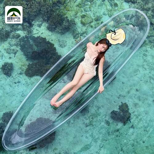 PC透明船海边景区拍摄玻璃船