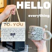 伴手礼礼物礼盒创意实用杯子新款 可爱猫咪陶瓷马克杯情侣水杯家用