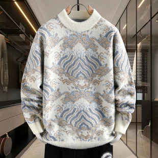 宽松休闲毛线衣加厚保暖针织打底衫 新款 秋冬季 青少年套头毛衣男衫