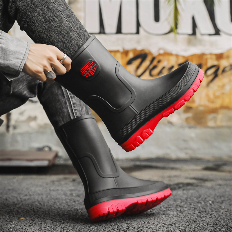 防水雨鞋男士时尚中筒雨靴新款厨房防滑劳保胶鞋钓鱼洗车工作水鞋