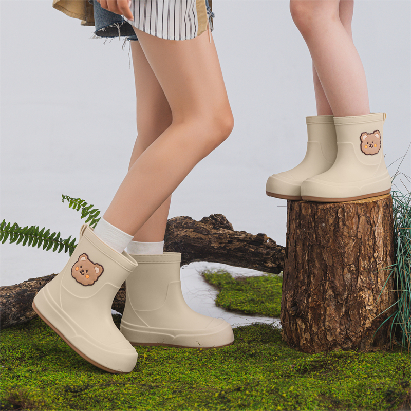 女款外穿加厚防水防滑亲子雨靴