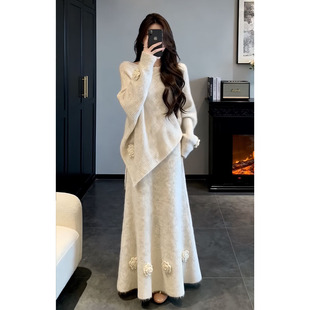 2026超火冬装一整套气质温柔风独特漂亮针织毛衣半身裙两件套装女