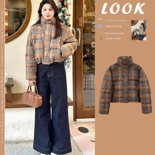 韩国高级感短款 白鸭绒加厚保暖面包服外套 羽绒棉服女2024秋冬新款