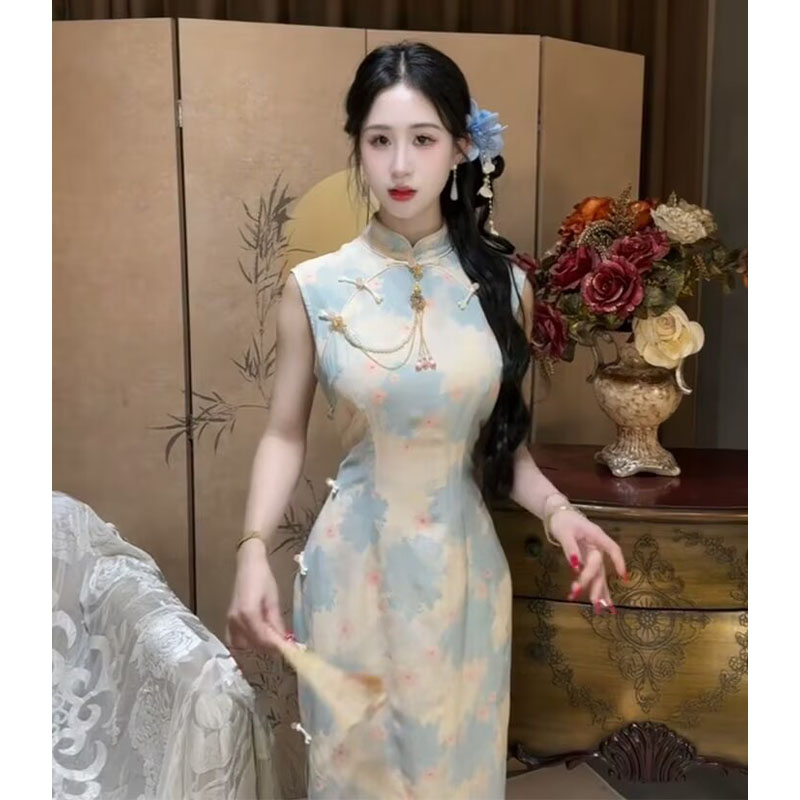 夏装新中式国风清冷感旗袍连衣裙图片