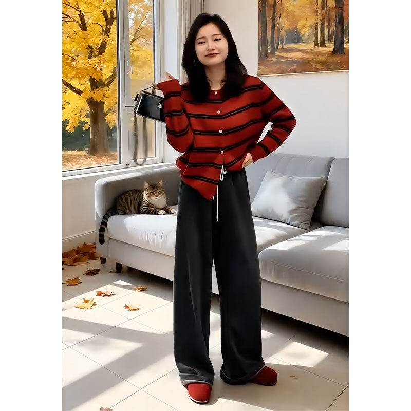 秋冬韩系小个子巨好看慵懒毛衣开衫休闲裤时尚洋气减龄两件套装女,女装/女士精品,大码套装,淘宝优惠券,粉丝福利购,淘宝优惠卷