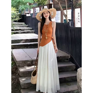 夏季 女潮 韩风chic减龄穿搭一整套巨好看 显瘦上衣半身裙两件套装
