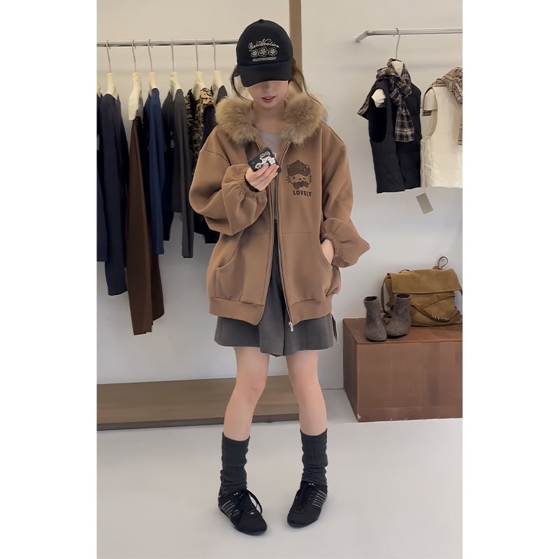 秋冬2025新款慵懒风保暖卫衣外套