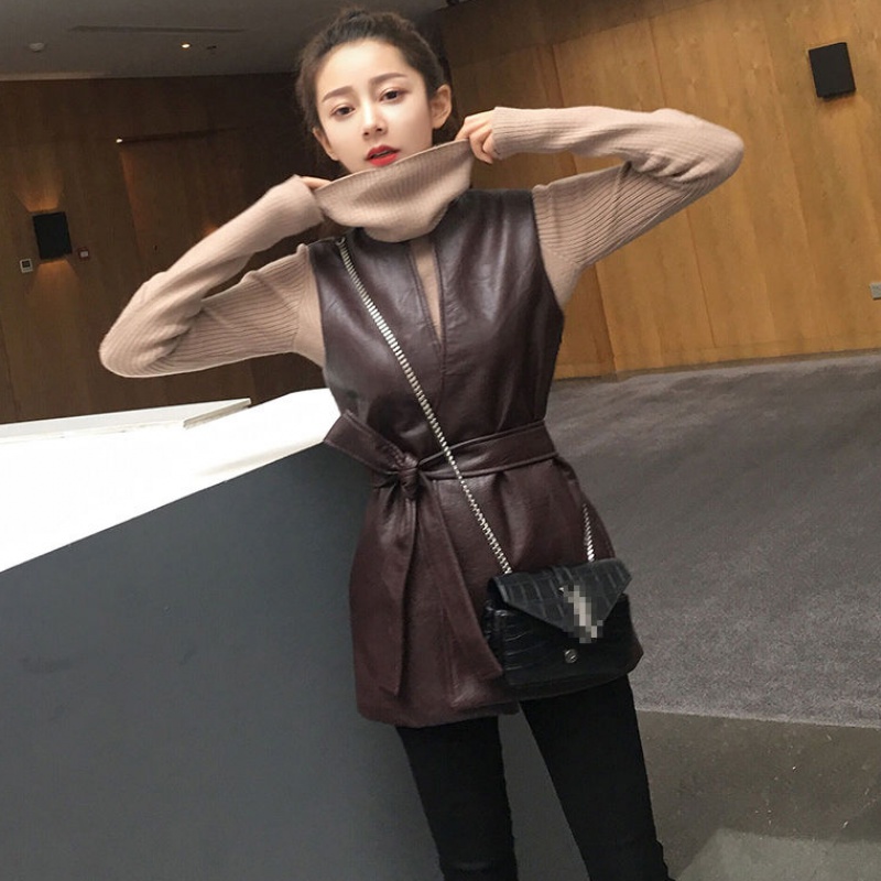 Vest student Korean Edition Waist Sleeveless Mid length version PU Pima folder waistcoat Versatile Show thin jacket Springin the Play mode/Anime/Periphery/cos/Board games ,  Cosplay Apparel/Props/Service ,  Cosplay Women  category - from Buy2taobao.com to provide professional Taobao agent buy service