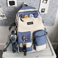 Синий с белым+значок+кулон серого лягушки