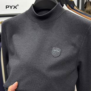 男士 T恤男款 秋冬季 保暖长袖 上衣服 2025新款 高端德绒半高领打底衫