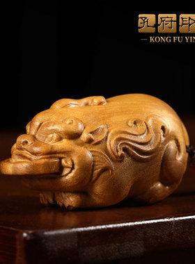 金丝楠木《招财貔貅》手把件摆件装饰品客厅办公桌面福禄家居礼物