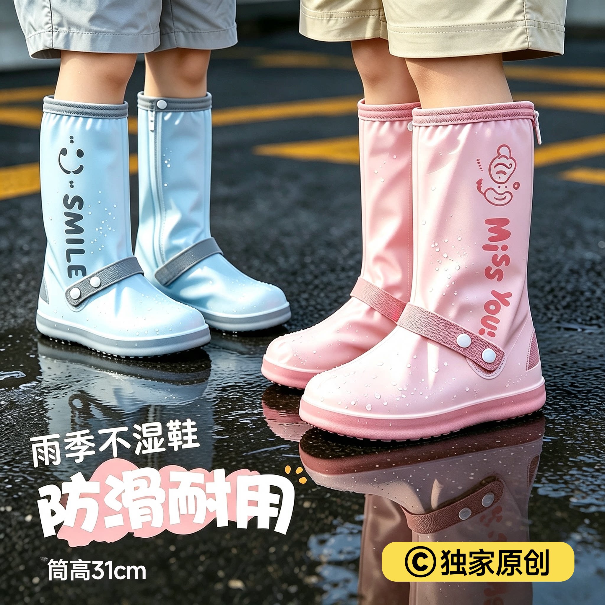 加高【防水防滑】儿童专用雨鞋套图片