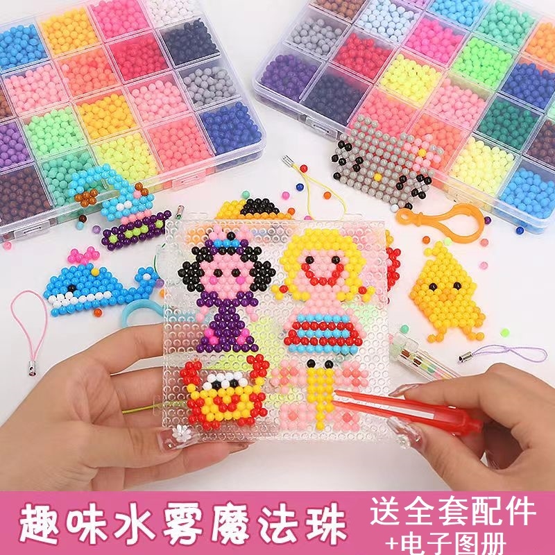 水雾魔法水凝珠粘贴画粘沾水凝固