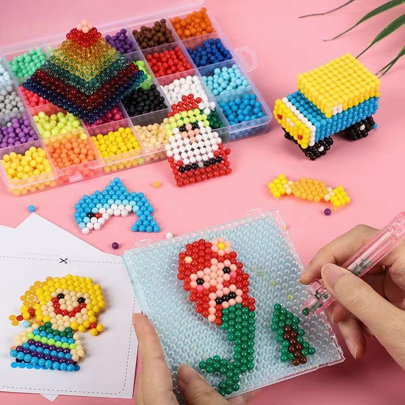 拼豆豆手工diy3d立体拼图像素水