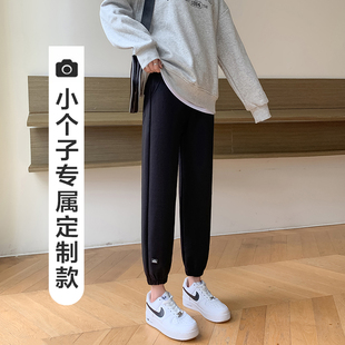 加绒黑色运动裤 潮 女秋冬高腰宽松束脚小个子灯笼休闲八分直筒卫裤