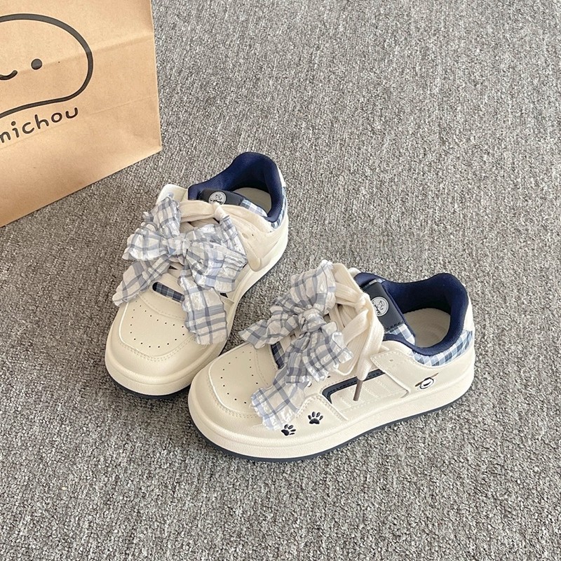 女童甜美风厚底小白鞋韩系格子蝴蝶结百搭学生小众面包鞋运动鞋潮,童鞋/婴儿鞋/亲子鞋,运动鞋,淘宝优惠券,粉丝福利购,淘宝优惠卷