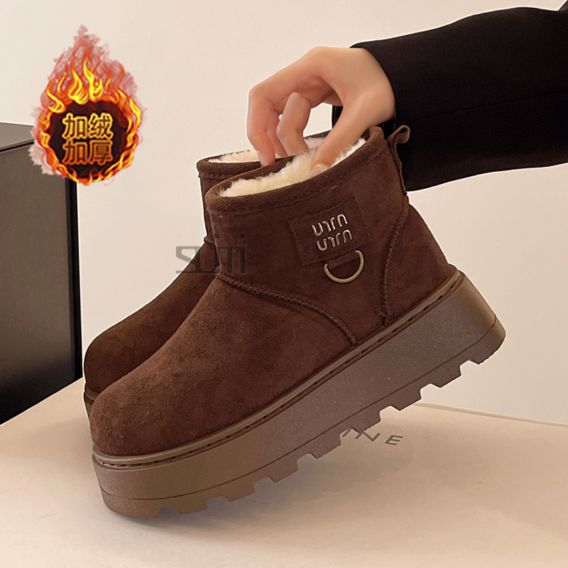 女童皮毛一体雪地靴2025冬新款