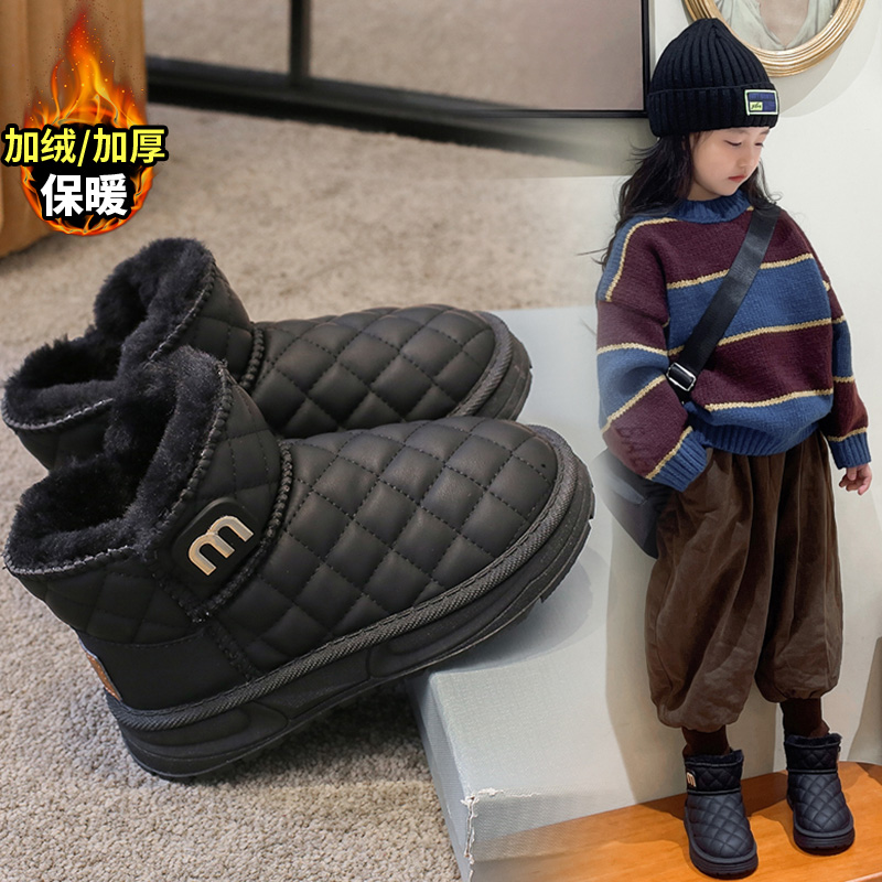 女童雪地靴皮毛一体厚底大棉鞋