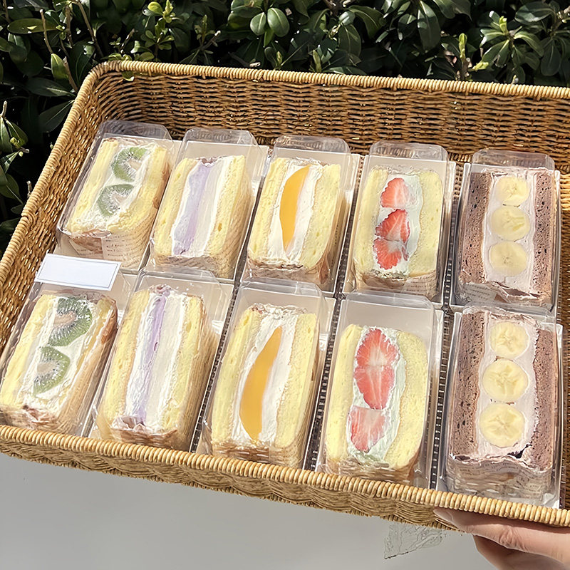 水果三明治包装盒网红同款可丽饼西点盒轻食汉堡透明盒子蛋糕盒