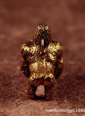 纯黄铜实心大猩猩摆件桌面创意金刚装饰品黄铜茶宠茶几装饰工艺品
