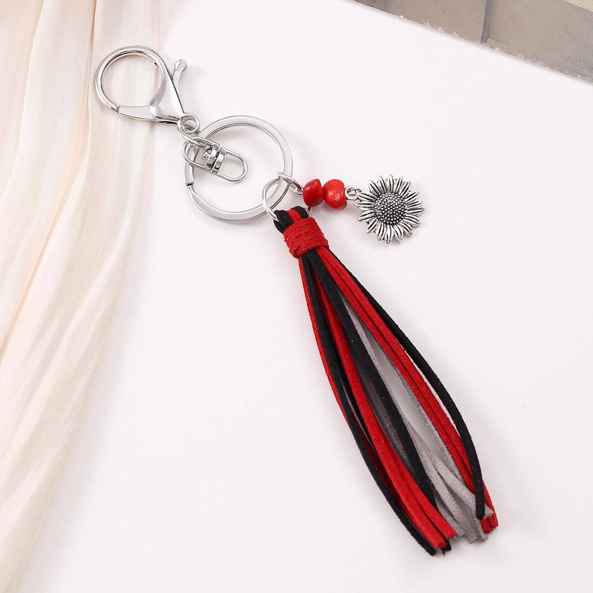 韩国绒流苏复古向日葵西部牛仔风配件钥匙扣挂件包包手机壳跨