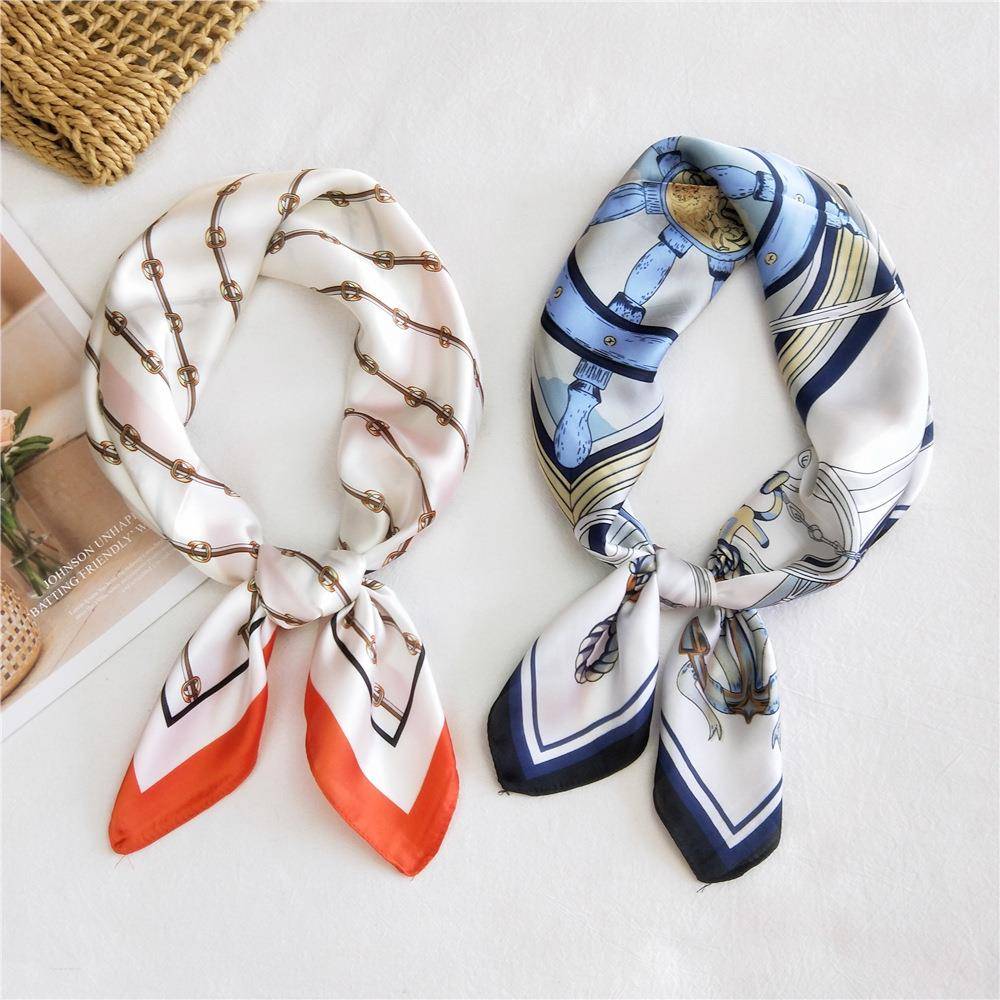 70小方巾女春秋新款夏季印花小丝巾发带百搭时尚薄款职业领巾潮