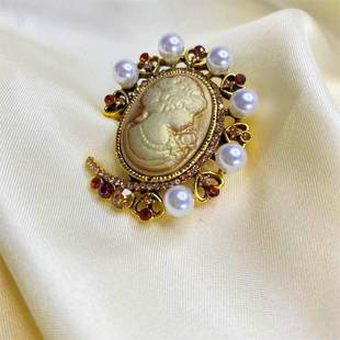 欧美复古浮雕美人头胸针女时尚梅奥中古小众别针配饰胸花现货