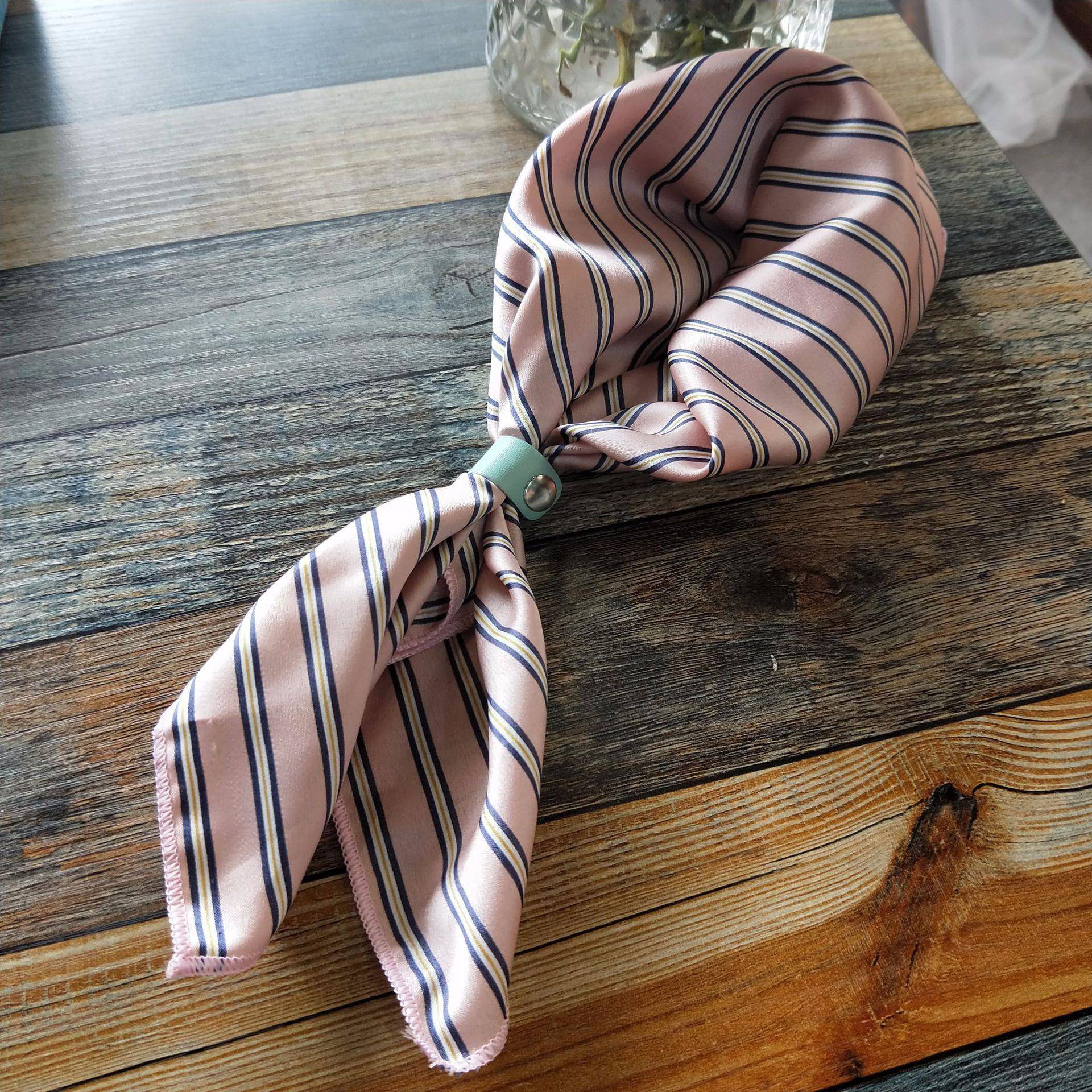 彩色皮扣儿童亲子款小方巾小丝巾春秋夏季韩版装饰印花领巾