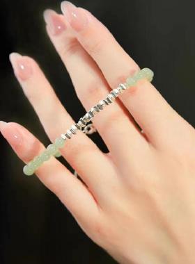 天然和田玉手链碎银子几两小清新925纯银手链女友手串生日礼物