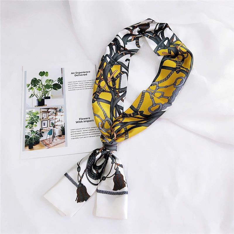 链条多款小丝巾女长款春秋夏季双面百搭小围巾职业领巾长巾