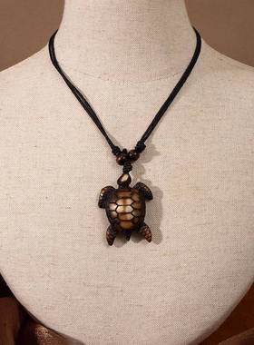 新西兰部落民族风格树脂项链毛利鱼钩仿骨吊坠毛衣链景区旅游饰品