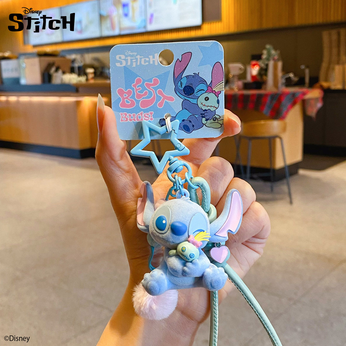 百茂2026年新款史迪仔植绒钥匙扣书包挂件创意可爱包包挂饰钥匙链