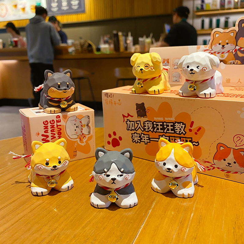 原创木雕风汪汪教柴犬桌面摆件