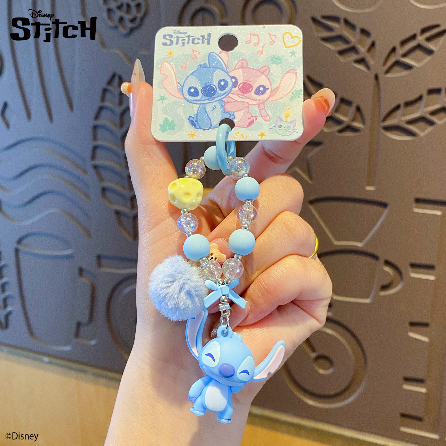 百茂2026年新款史迪仔安琪毛球串珠钥匙扣书包小挂件史迪奇钥匙链,节庆用品/礼品,钥匙扣,淘宝优惠券,粉丝福利购,淘宝优惠卷
