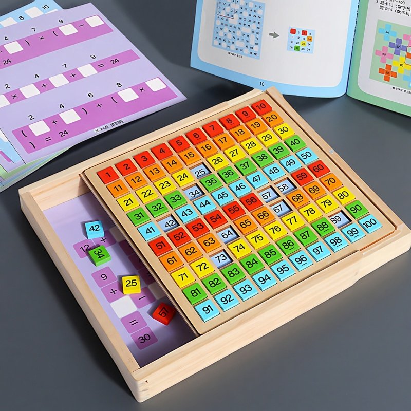 儿童百数板数学加减学习板木质彩色数字积木益智早教思维训练玩具