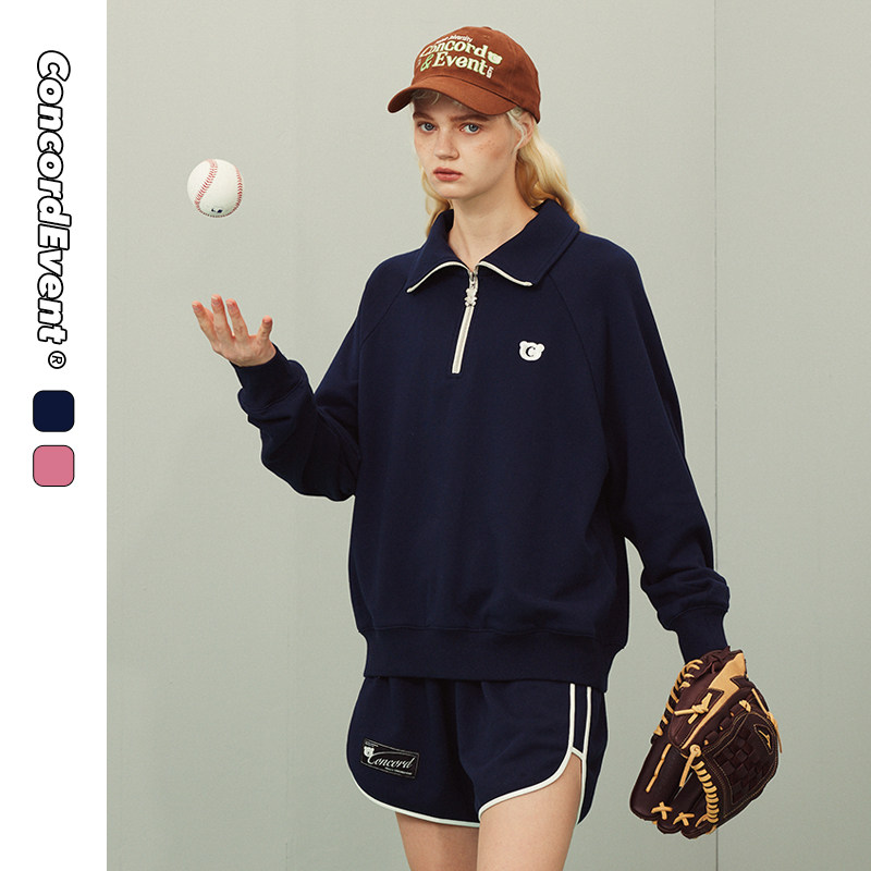 CONCORDEVENT2022春季新品棒球POLO衫翻领卫衣男女宽松潮牌情侣装