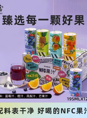 【顺丰】橙宝Frutco鲜榨橙汁nfc蓝莓果汁100%桑葚汁195ml*12罐